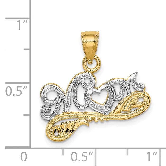 Necklaces 14k Yellow Rhodium Gold wRhodium CZ Mom Pendant Goldia