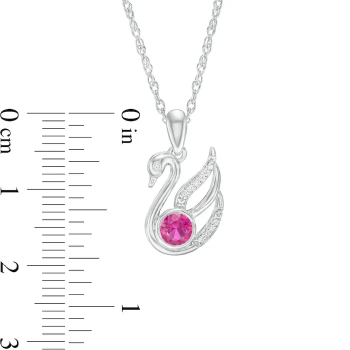 Necklaces 40mm LabCreated Ruby and Diamond Accent Swan Pendant in Sterling Silver Goldia Necklaces 40mm LabCreated Ruby and Diamond Accent Swan Pendant in Sterling Silver Goldia