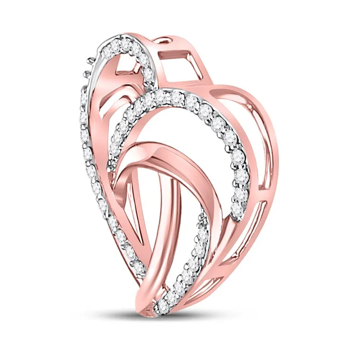 Necklaces gndatlanta 10k Rose Gold Round Diamond Heart Pendant 110 Cttw