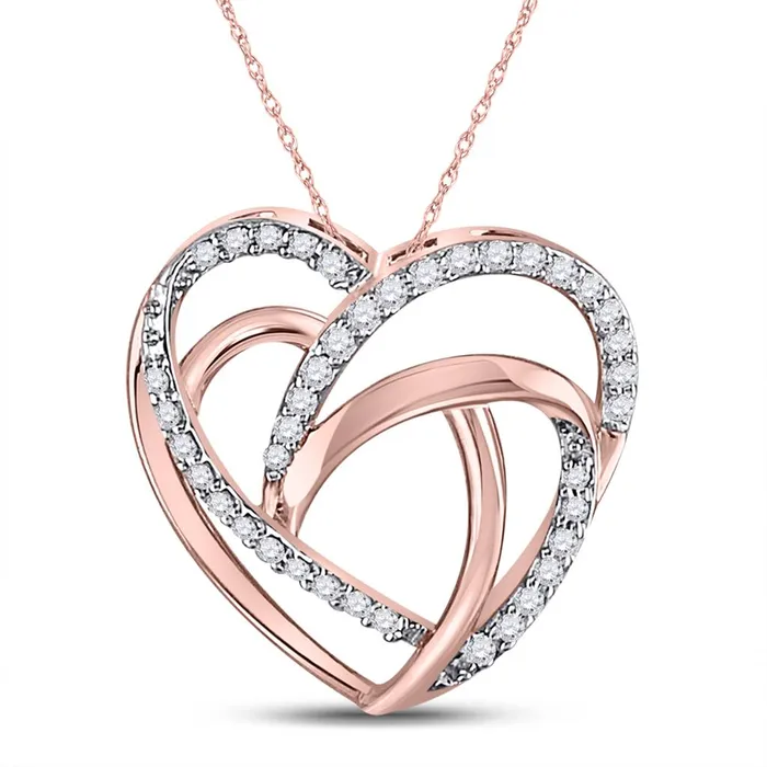 Necklaces gndatlanta 10k Rose Gold Round Diamond Heart Pendant 110 Cttw