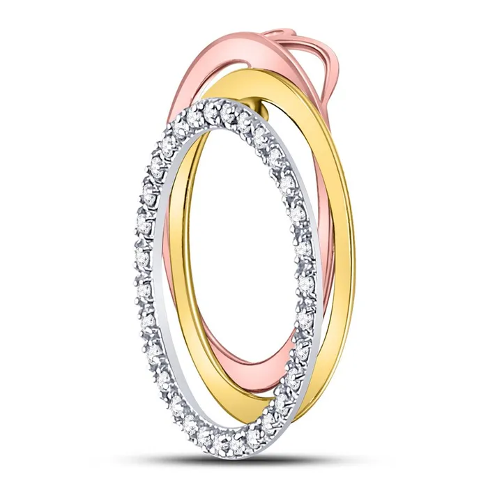 Necklaces gndatlanta 10k TriTone Gold Round Diamond Triple Circle Pendant 15 Cttw