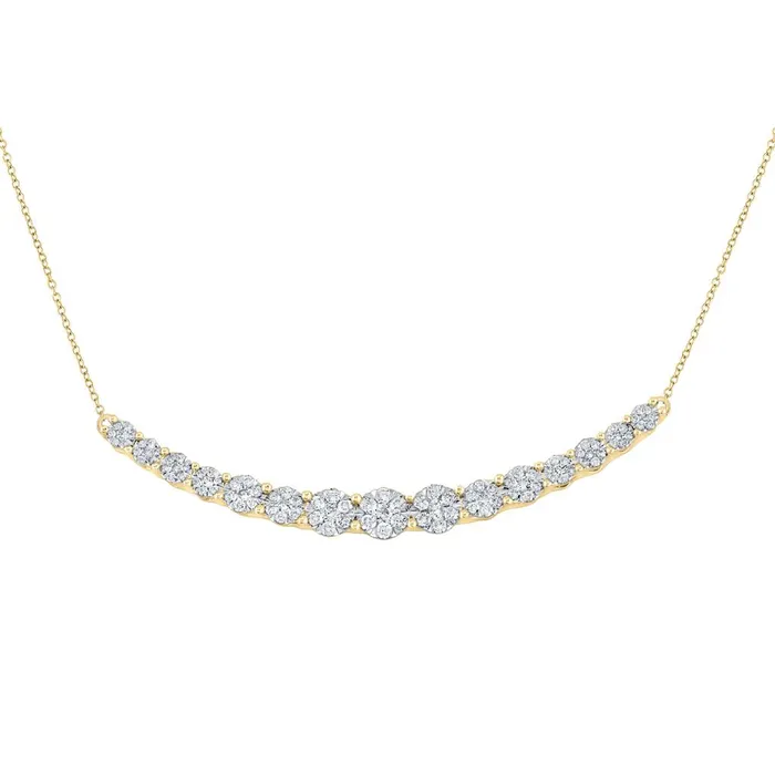 Necklaces gndatlanta 14k Yellow Gold Round Diamond Graduated Curved Bar Necklace 78 Cttw Necklaces gndatlanta 14k Yellow Gold Round Diamond Graduated Curved Bar Necklace 78 Cttw