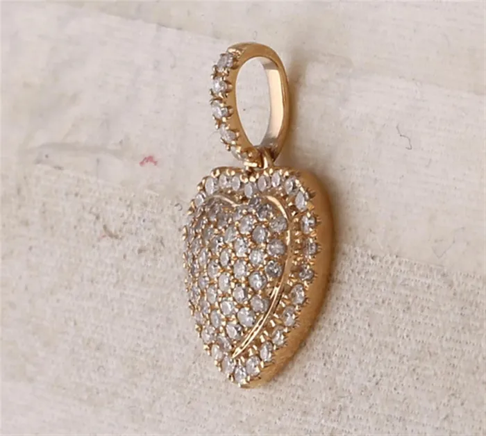 Necklaces gndatlanta 14k Yellow Gold Round Diamond Heart Pendant 12 Cttw