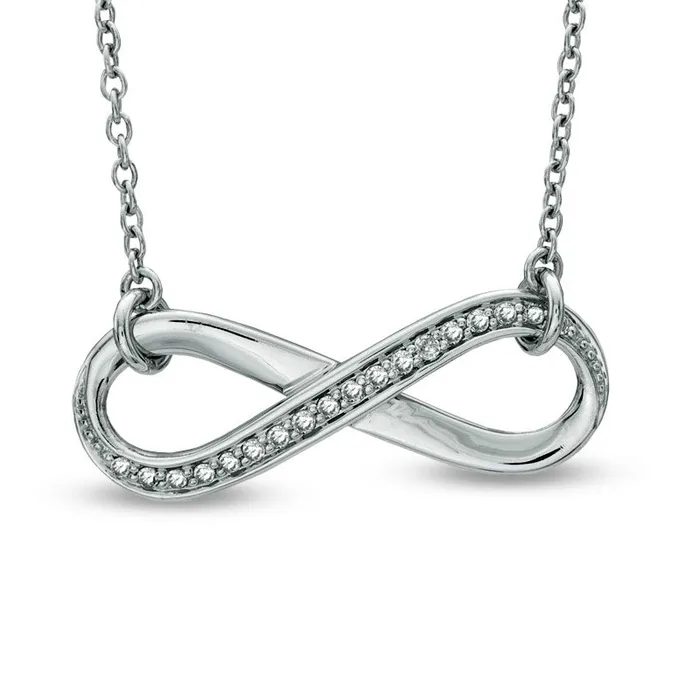 Necklaces Goldia 01 CT TW Natural Diamond Sideways Infinity Necklace in Sterling Silver Necklaces Goldia 01 CT TW Natural Diamond Sideways Infinity Necklace in Sterling Silver
