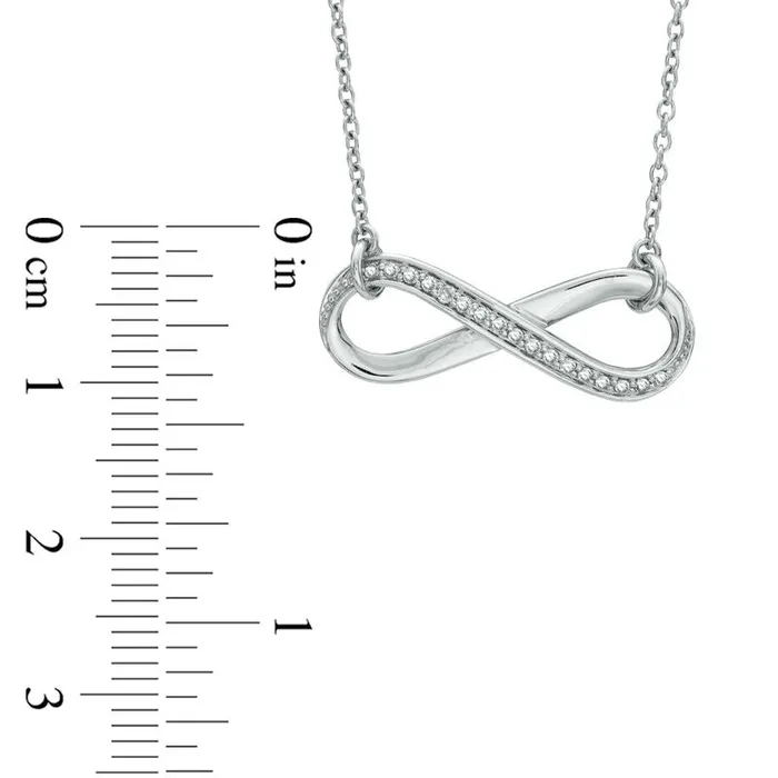 Necklaces Goldia 01 CT TW Natural Diamond Sideways Infinity Necklace in Sterling Silver