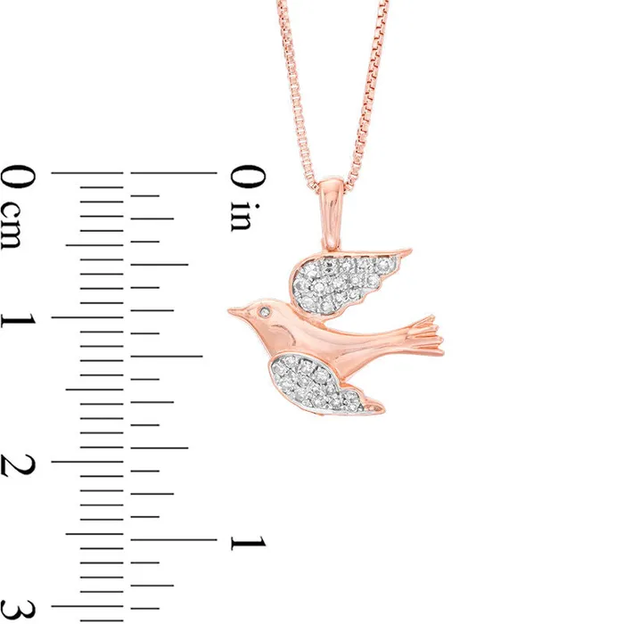 Necklaces Goldia 017 CT TW Natural Diamond Dove Pendant in Sterling Silver with 18K Rose Gold Plate Necklaces Goldia 017 CT TW Natural Diamond Dove Pendant in Sterling Silver with 18K Rose Gold Plate