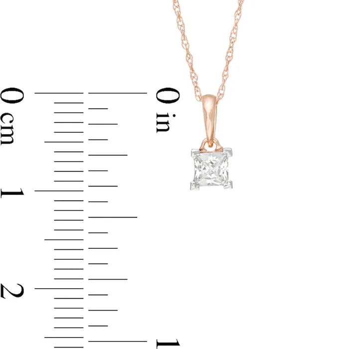 Necklaces Goldia 025 CT PrincessCut Natural Clarity Enhanced Solitaire Pendant in 10K Rose Gold Necklaces Goldia 025 CT PrincessCut Natural Clarity Enhanced Solitaire Pendant in 10K Rose Gold