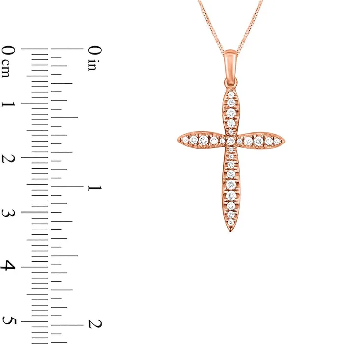Necklaces Goldia 033 CT TW Natural Diamond Tapered Cross Pendant in 10K Rose Gold Necklaces Goldia 033 CT TW Natural Diamond Tapered Cross Pendant in 10K Rose Gold