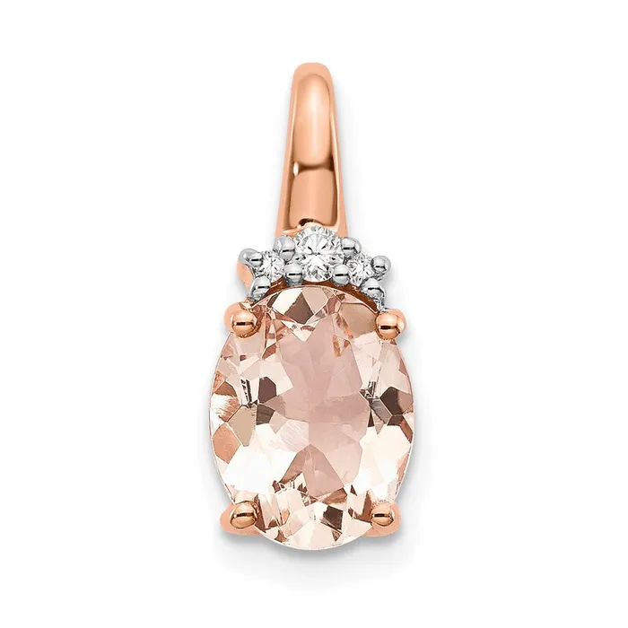 Necklaces Goldia 14K Rose Gold Morganite and Real Diamond Pendant