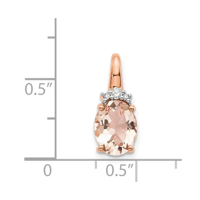 Necklaces Goldia 14K Rose Gold Morganite and Real Diamond Pendant