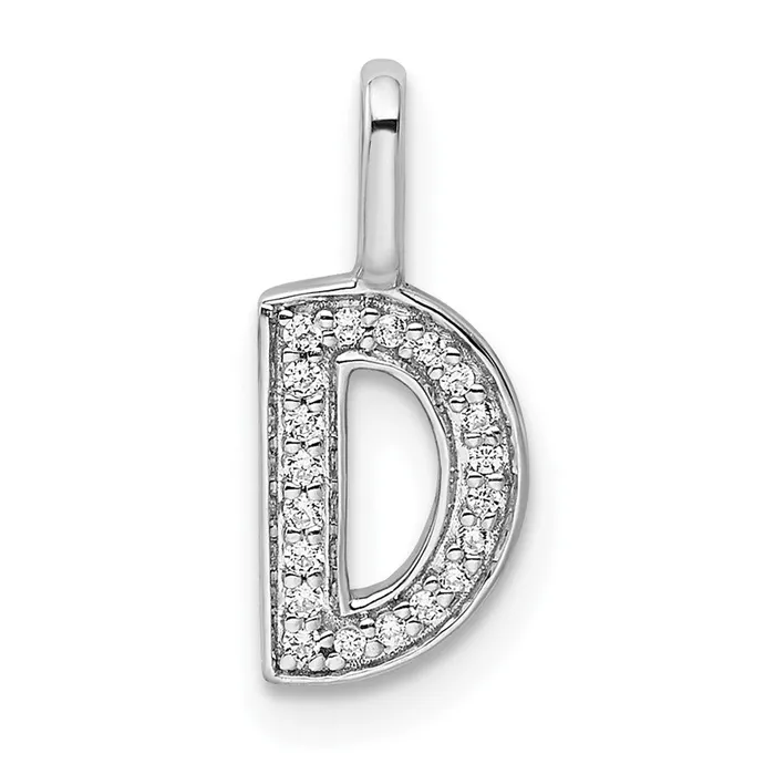 Necklaces Goldia 14K White Gold Real Diamond Letter D Initial Pendant