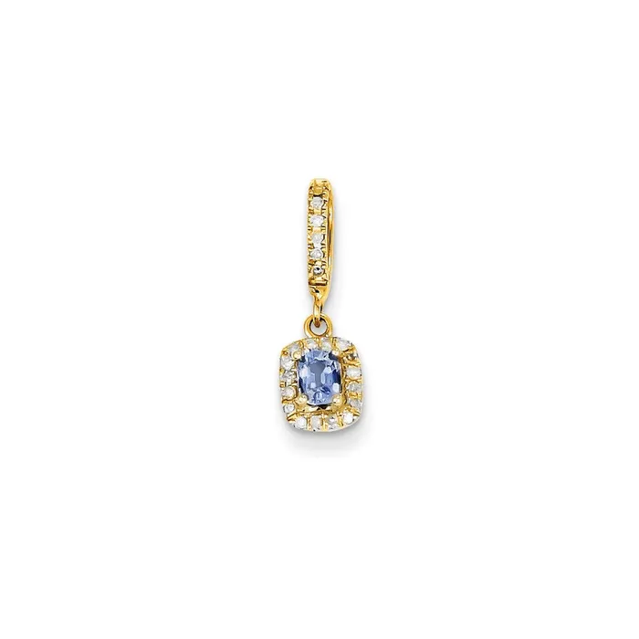 Necklaces Goldia 14K Yellow Gold Real Diamond and Lt Blue Sapphire Pendant