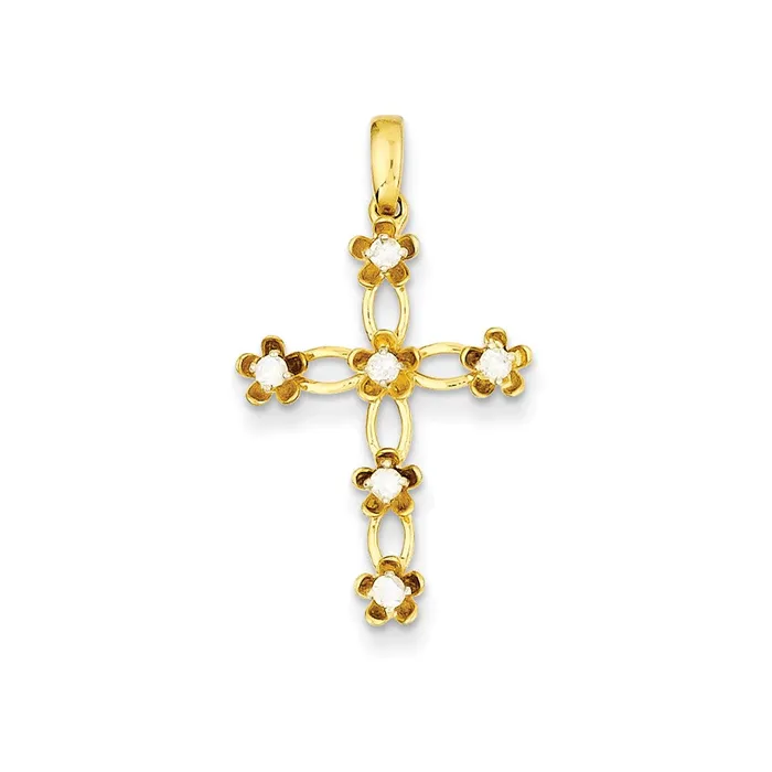 Necklaces Goldia 14K Yellow Gold Real Diamond Cross Pendant