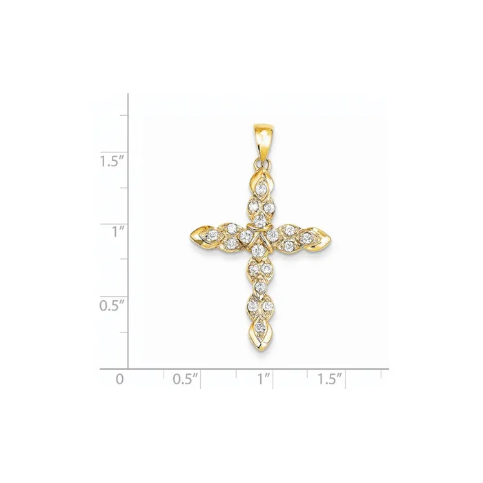 Necklaces Goldia 14K Yellow Gold Real Diamond Cross Pendant