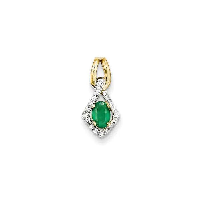 Necklaces Goldia 14K Yellow Gold Real Diamond u0026 Emerald Pendant