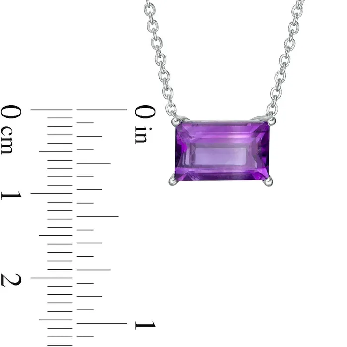 Necklaces Goldia BaguetteCut Amethyst Solitaire Necklace in Sterling Silver 165 Necklaces Goldia BaguetteCut Amethyst Solitaire Necklace in Sterling Silver 165