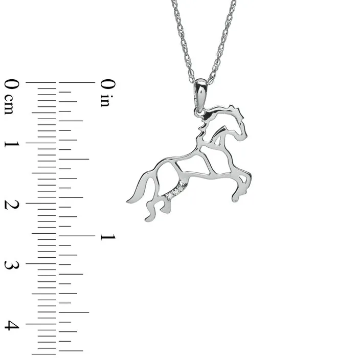Necklaces Goldia Natural Diamond Accent Stallion Horse Pendant in Sterling Silver