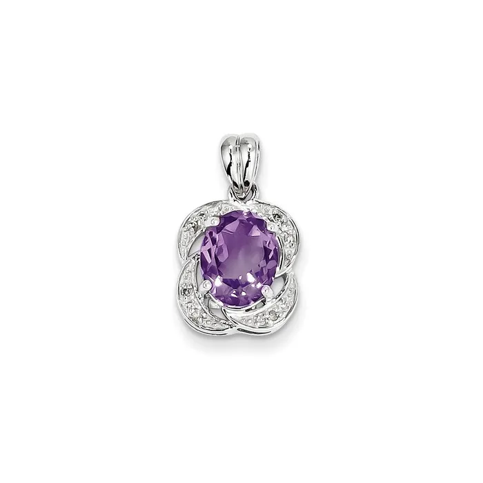 Necklaces Goldia Sterling Silver Amethyst and Diamond Pendant