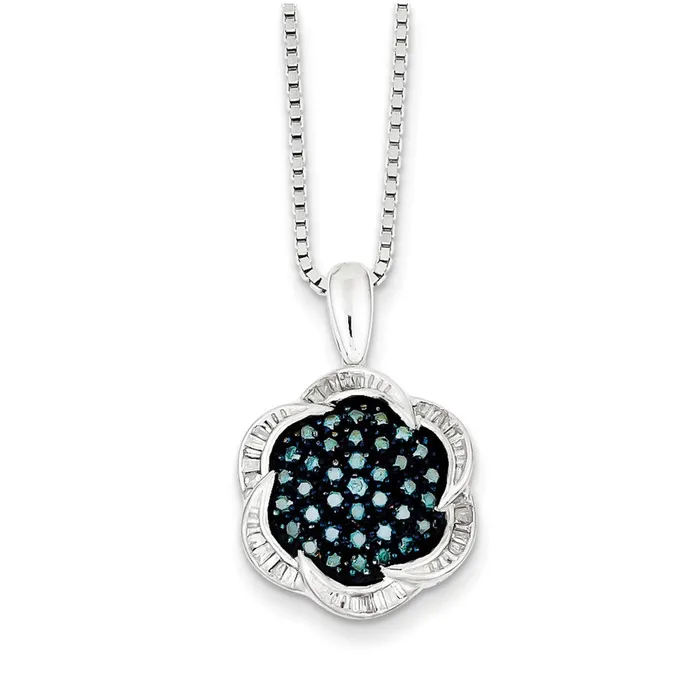 Necklaces Goldia Sterling Silver Blue Diamond Flower Pendant