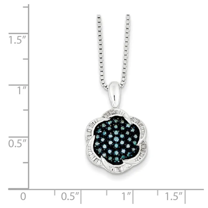 Necklaces Goldia Sterling Silver Blue Diamond Flower Pendant