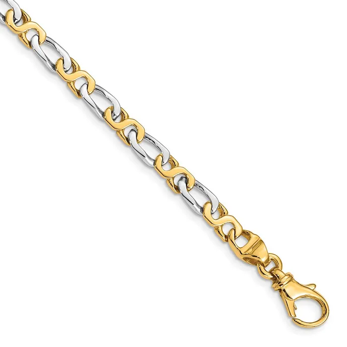 Necklaces MDS Solid 14K Twotone Gold 18 inch 48mm Hand Polished Fancy Link with Fancy Lobster Clasp Chain Necklace Necklaces MDS Solid 14K Twotone Gold 18 inch 48mm Hand Polished Fancy Link with Fancy Lobster Clasp Chain Necklace