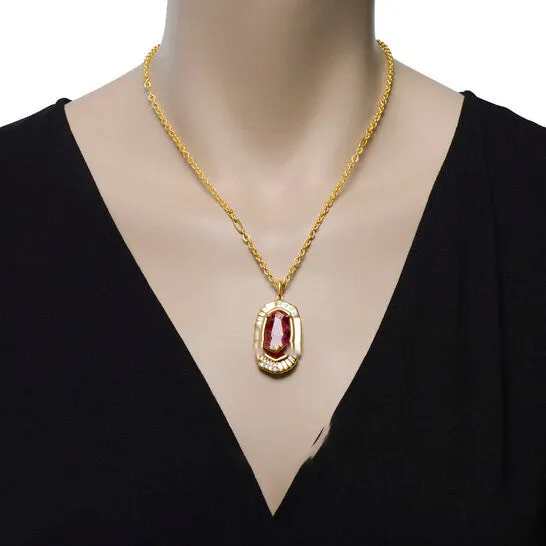 Necklaces Original Kendra Scott Anna 14K Yellow Gold Plated Brass And Maroon Jade Necklace 4217717766 JMS always
