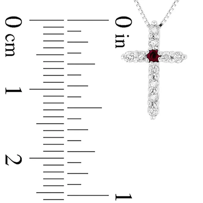 Necklaces Ruby and 017 CT TW Natural Diamond Cross Pendant in 14K White Gold Goldia Necklaces Ruby and 017 CT TW Natural Diamond Cross Pendant in 14K White Gold Goldia