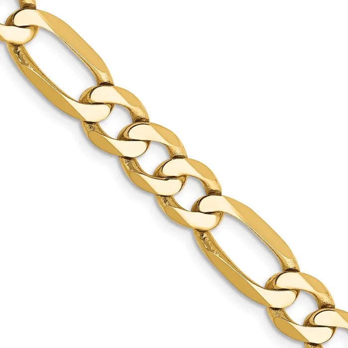 Necklaces Solid 14K Yellow Gold 22 inch 7mm Flat Figaro with Lobster Clasp Chain Necklace MDS Necklaces Solid 14K Yellow Gold 22 inch 7mm Flat Figaro with Lobster Clasp Chain Necklace MDS