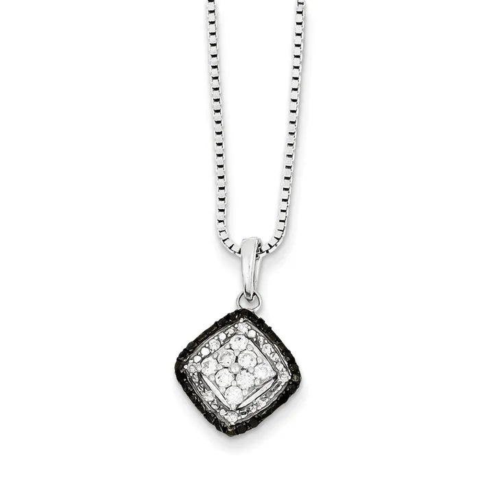 Necklaces Sterling Silver White u0026 Black Diamond Pendant Goldia