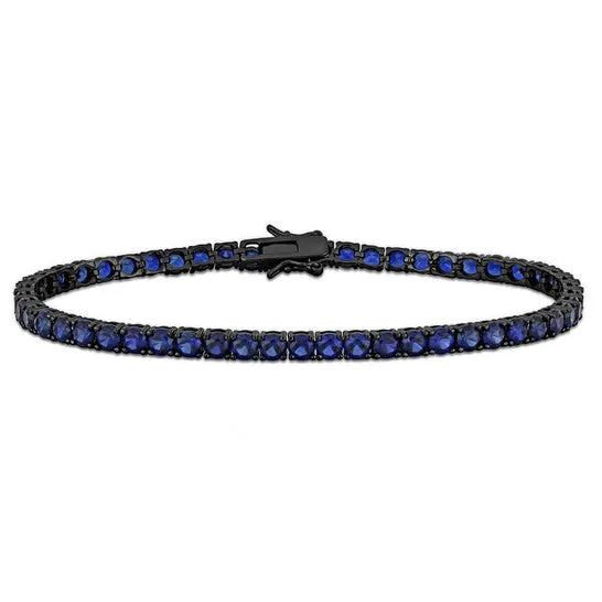 Original Amour 17 12 CT TGW Created Blue Sapphire Mens Tennis Bracelet in Black Rhodium Plated Sterling Silver 9length JMS always Bracelets Original Amour 17 12 CT TGW Created Blue Sapphire Mens Tennis Bracelet in Black Rhodium Plated Sterling Silver 9length JMS always Bracelets