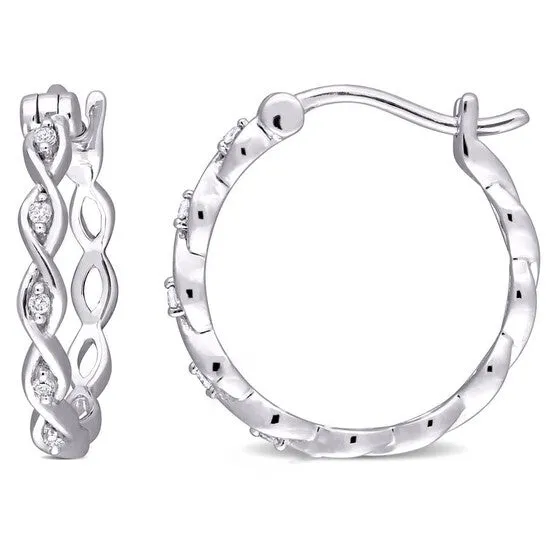 Original AMOUR Diamond Accent Hoop Earrings In 10K White Gold JMS always Earrings