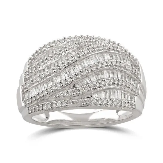 Original DiamondMuse 1 Carat TW Diamond Sterling Silver Cluster Wave Anniversary Ring JMS always Rings Original DiamondMuse 1 Carat TW Diamond Sterling Silver Cluster Wave Anniversary Ring JMS always Rings
