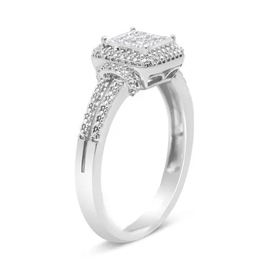 Original Haus of Brilliance 925 Sterling Silver 14 Cttw Princesscut Diamond Composite Ring with Beaded Halo HI Color SI1SI2 Clarity JMS always Rings Original Haus of Brilliance 925 Sterling Silver 14 Cttw Princesscut Diamond Composite Ring with Beaded Halo HI Color SI1SI2 Clarity JMS always Rings