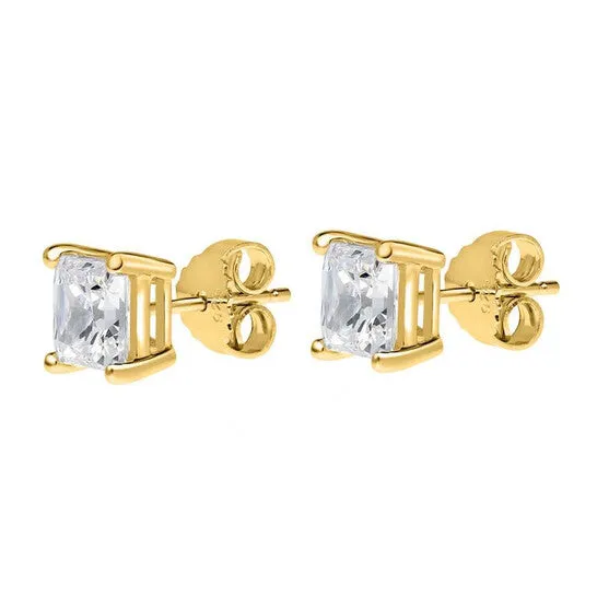 Original Maulijewels 14K Solid Yellow Gold 150 Ct TW Natural Princess Cut Diamond Stud Earrings With Push Back JMS always Earrings