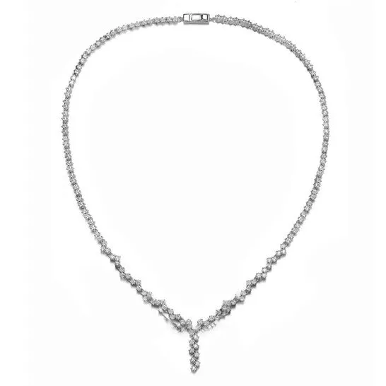 Original Megan Walford Sterling Silver Princess Cubic Zirconia ZigZag Style Necklace JMS always Necklaces