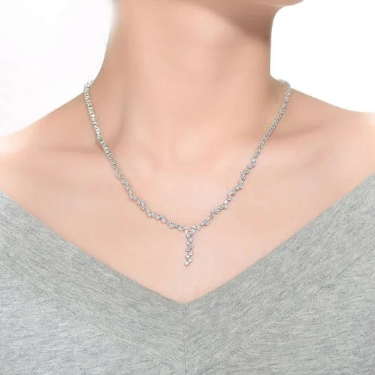 Original Megan Walford Sterling Silver Princess Cubic Zirconia ZigZag Style Necklace JMS always Necklaces Original Megan Walford Sterling Silver Princess Cubic Zirconia ZigZag Style Necklace JMS always Necklaces