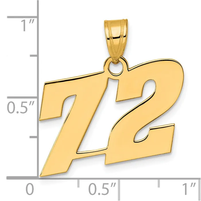 PreStyled Sets 14k Yellow Gold Polished Block Number 72 Pendant Goldia