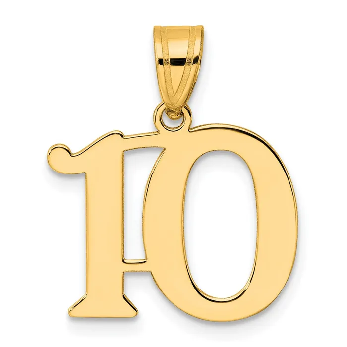 PreStyled Sets 14k Yellow Gold Polished Number 10 Pendant Goldia