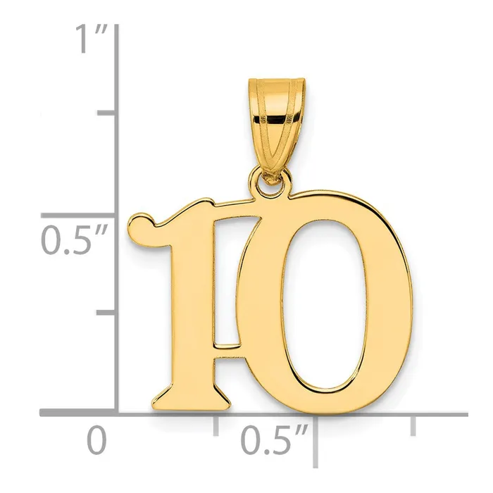 PreStyled Sets 14k Yellow Gold Polished Number 10 Pendant Goldia