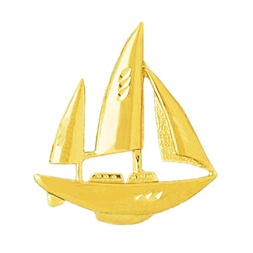 PreStyled Sets Goldia 14K Gold 32MM Ketch Sailboat Pendant