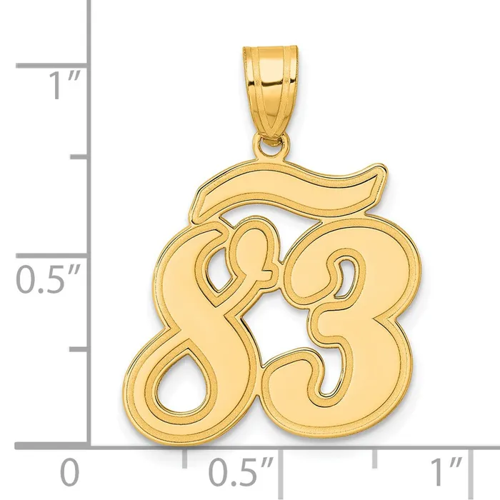 PreStyled Sets Goldia 14k Yellow Gold Brushed Border Script Number 83 Pendant