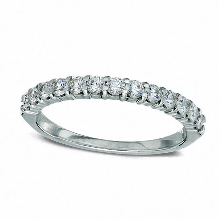 Previously Owned 050 CT TW Natural Diamond Band in Solid 14K White Gold ISI2 Goldia Rings