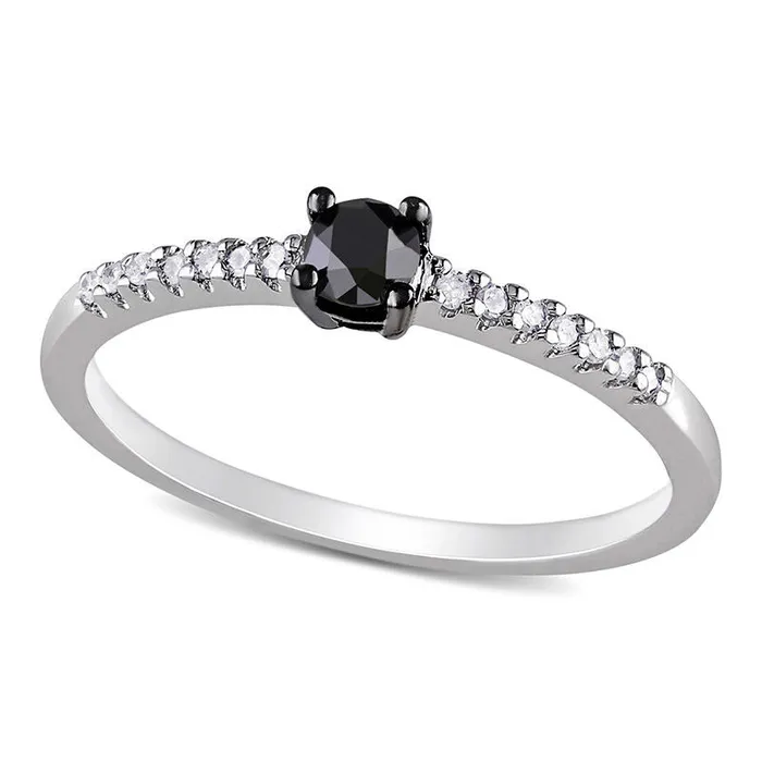 Rings 025 CT TW Enhanced Black and White Natural Diamond Promise Ring in Solid 10K White Gold Goldia Rings 025 CT TW Enhanced Black and White Natural Diamond Promise Ring in Solid 10K White Gold Goldia