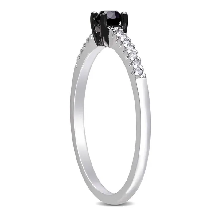 Rings 025 CT TW Enhanced Black and White Natural Diamond Promise Ring in Solid 10K White Gold Goldia Rings 025 CT TW Enhanced Black and White Natural Diamond Promise Ring in Solid 10K White Gold Goldia