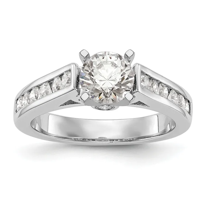 Rings 068ct CZ Solid Real 14K White Gold Peg Set Engagement Ring Goldia