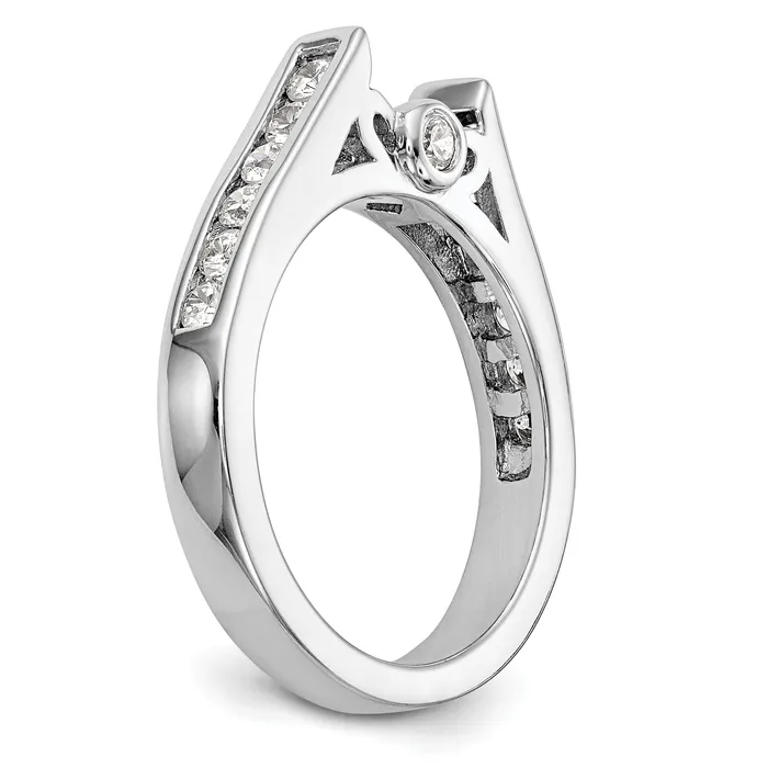 Rings 068ct CZ Solid Real 14K White Gold Peg Set Engagement Ring Goldia