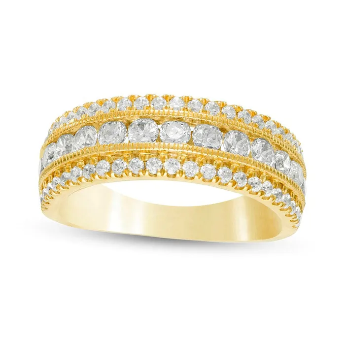 Rings 133 CT TW Natural Diamond Multi Row Antique VintageStyle Anniversary Ring in Solid 10K Yellow Gold Goldia Rings 133 CT TW Natural Diamond Multi Row Antique VintageStyle Anniversary Ring in Solid 10K Yellow Gold Goldia