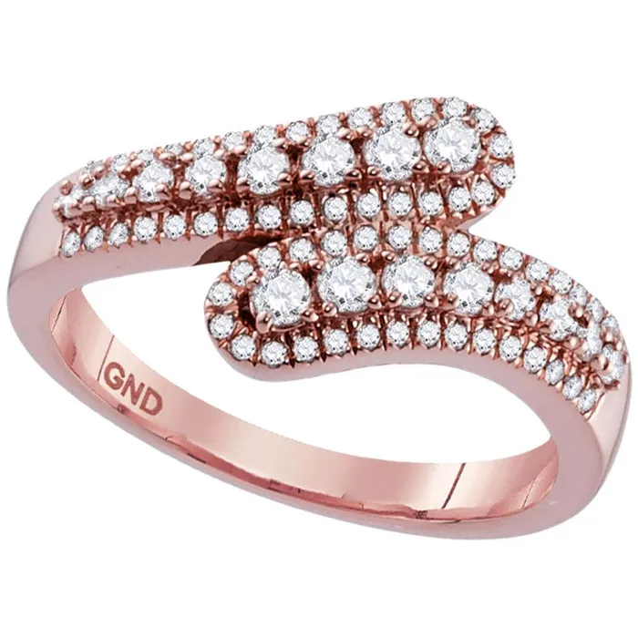 Rings 10k Rose Gold Round Diamond Bypass Band Ring 12 Cttw gndatlanta
