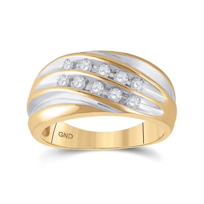 Rings 10k Yellow Gold Round Diamond Wedding Band Ring 12 Cttw gndatlanta