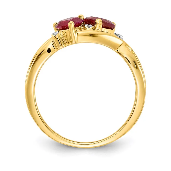 Rings 14k Lab Created Ruby and Diamond Double Heart Ring Goldia